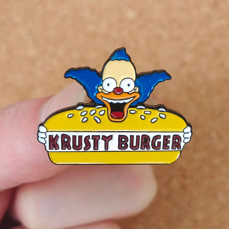 Krusty The Clown Enamel Pin Krusty Burger Brooch Jewelry Accessories