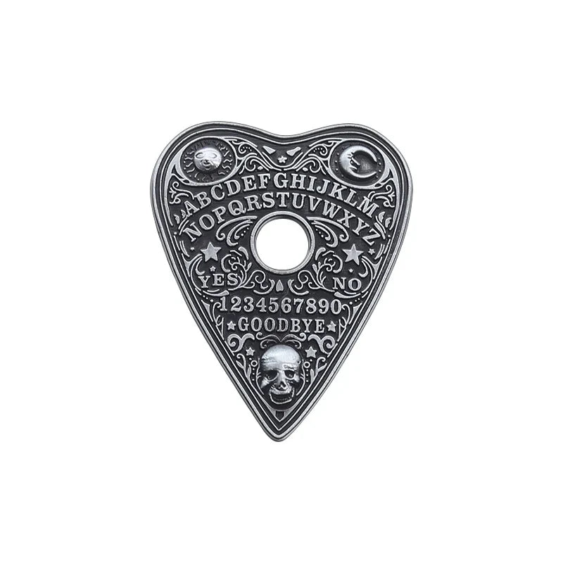 Heart Skull Ouija Board Enamel Pin Gothic Witch Pagan Brooch Halloween Jewelry Gift