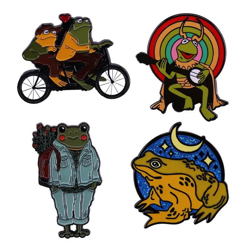 Funny Frog Guitar Enamel Pin Cute Animal Brooch Jacket Backpack Badge Gift