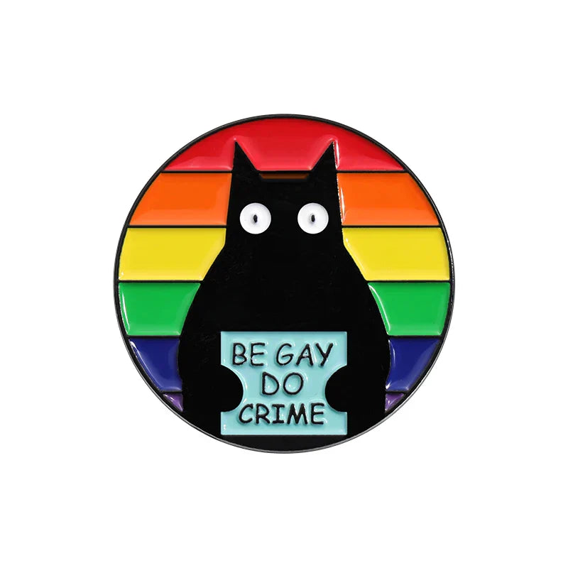 Black Cat LGBT Rainbow Enamel Pins Pride Brooches Jewelry Gifts
