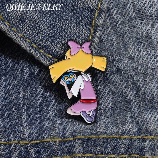Cute Cartoon Girl Enamel Pin Brooch Jewelry Custom Character Lapel Backpack Accessories Wholesale