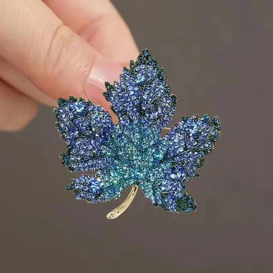 Yupsk Rhinestone Maple Leaf Brooch Pin Jewelry