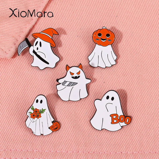 Halloween Ghost Devil Pumpkin Enamel Pins Brooches Lapel Badges Jewelry Gifts
