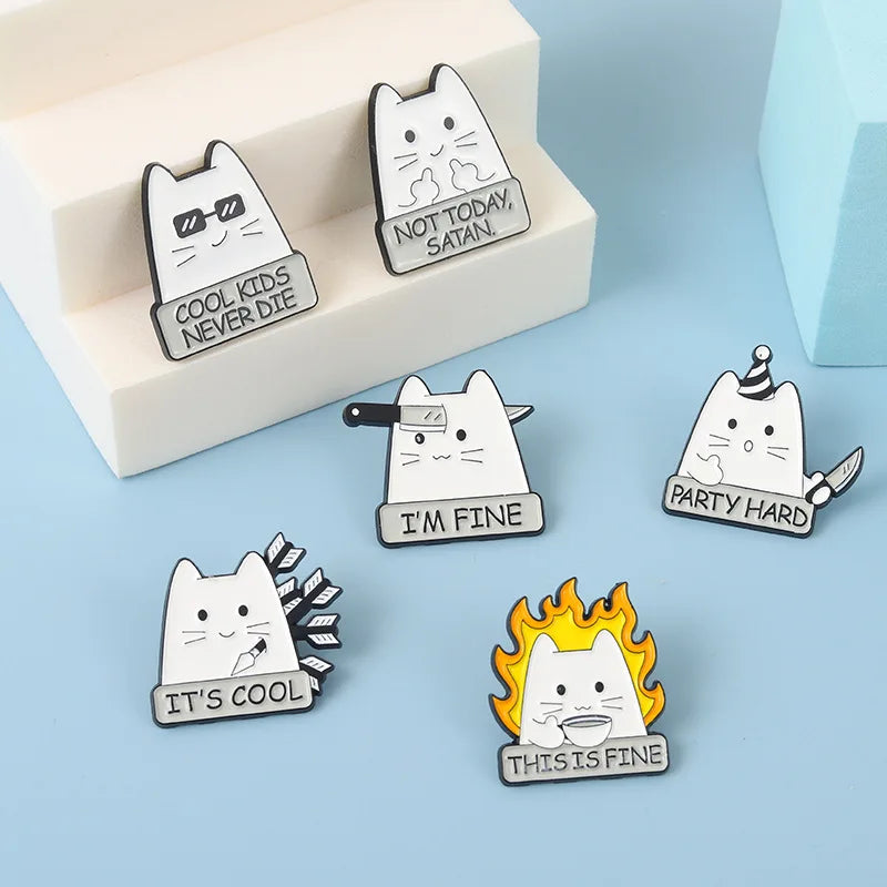 Cute Cat Enamel Lapel Pin Brooch for Clothes and Backpacks