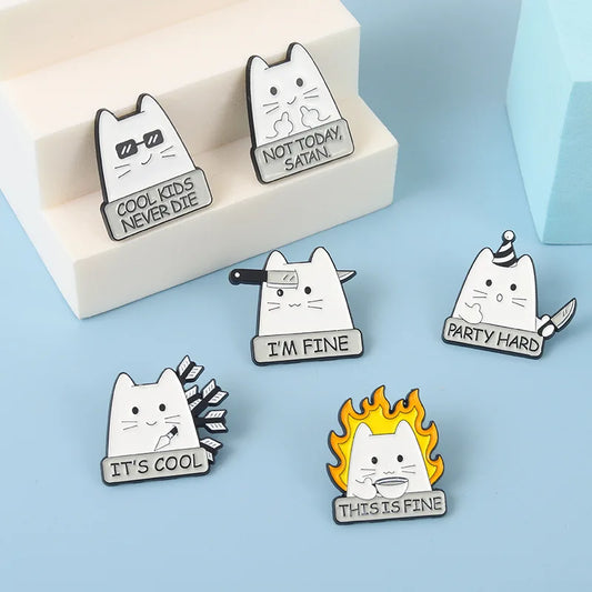 Cute Cat Enamel Lapel Pin Brooch for Clothes and Backpacks