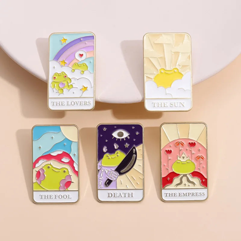Tarot Frog Rainbow Brooch Pin Music Lovers Gift