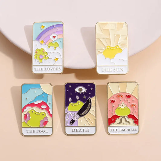 Tarot Frog Rainbow Brooch Pin Music Lovers Gift