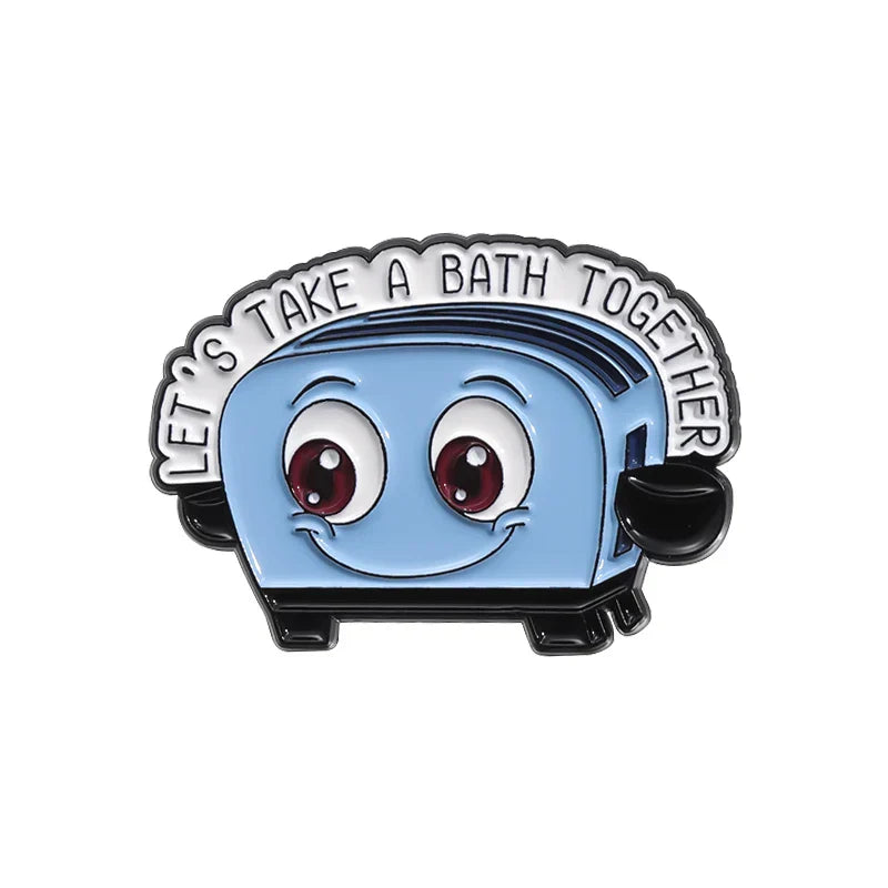 Blue Bread Maker Enamel Pin Cartoon Toaster Brooch Lapel Badge Gift