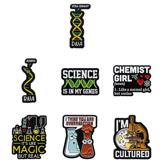 Science Chemist Microscope Beaker Enamel Pins Lapel Badge Jewelry Gifts