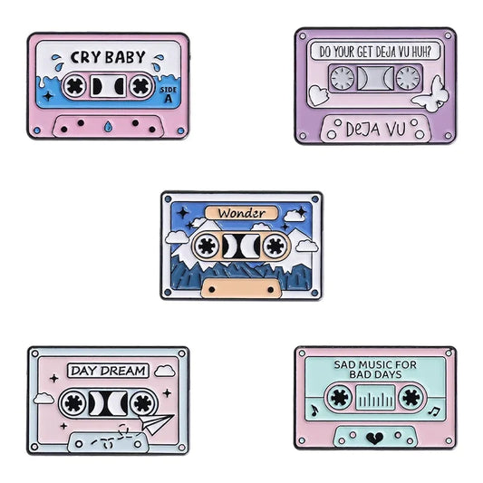 Retro Cassette Tape Enamel Pin Vintage Radio Brooch Lapel Badge Jewelry Gift