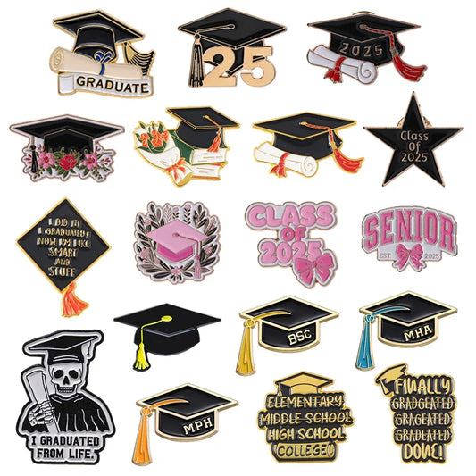Graduation Cap Enamel Pin Brooch Lapel Badge Gift