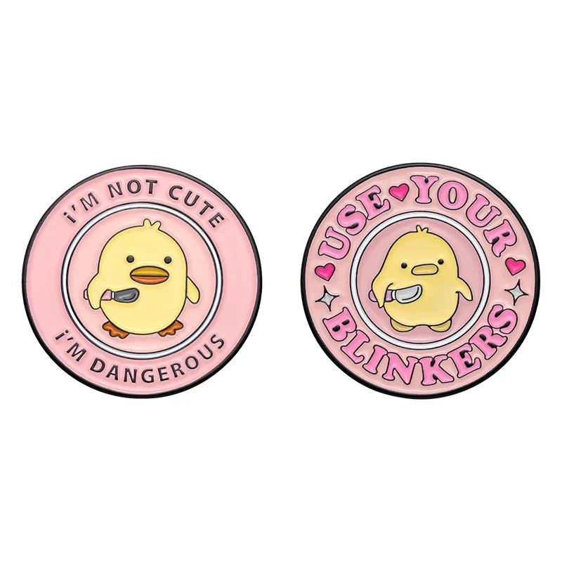 Cute Dangerous Duck Enamel Pin Funny Brooch Lapel Backpack Badge Jewelry Gift