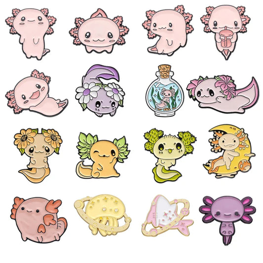 Axolotl Enamel Pins Cute Animal Brooches Lapel Fashion Accessories