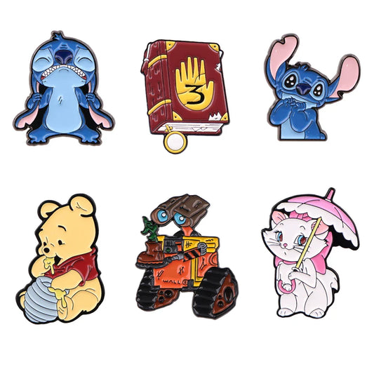 Cartoon Character Enamel Pins Brooches for Women Clothing Backpack Lapel Badges Jewelry Gifts
