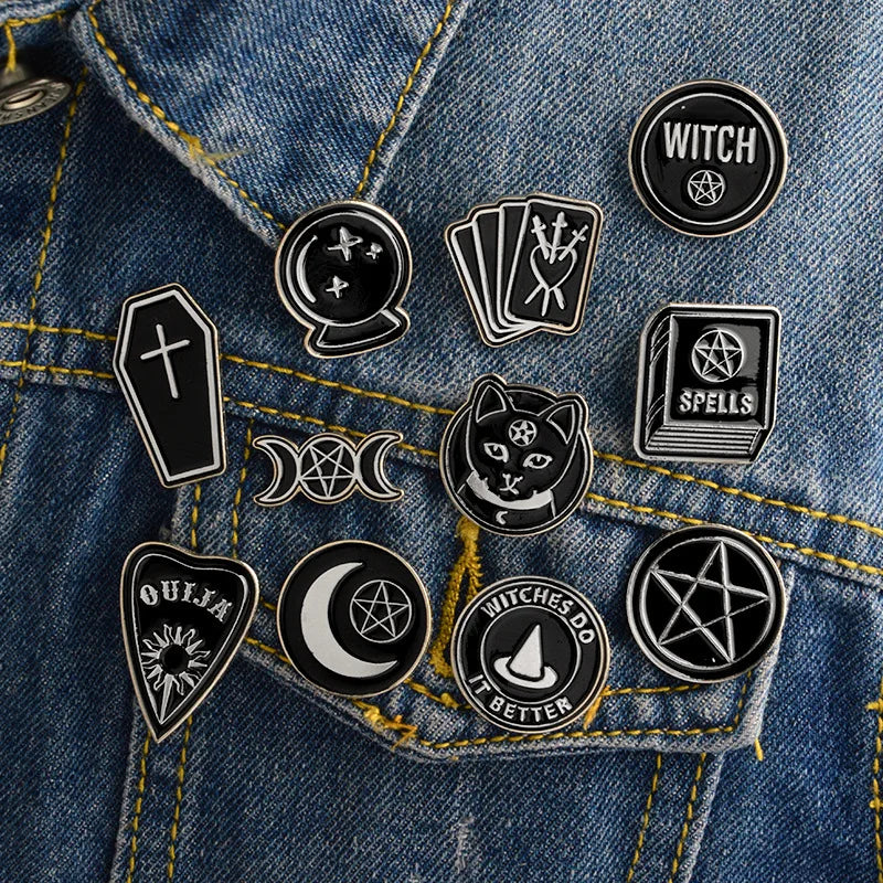 Moon Witch Enamel Pins Brooches for Clothes and Backpacks