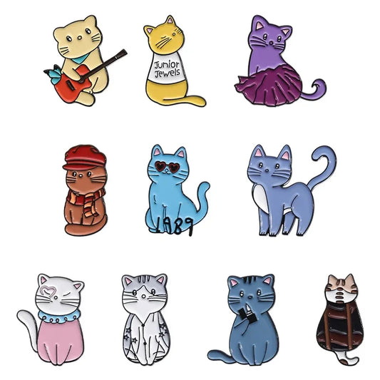 Cartoon Cat Guitar Enamel Pin Cute Kitten Brooch Jewelry Gift