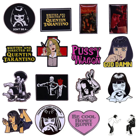 Mia Wallace Pulp Fiction Enamel Pins Movie Brooches Metal Badge Jewelry Gifts