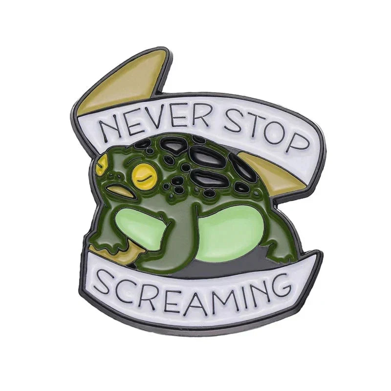 Cute Frog Knife Enamel Pin Brooch Lapel Badge Jewelry Gift