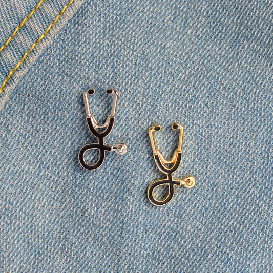 Creative Stethoscope Brooch Cartoon Metal Badge Clothing Bag Accessory