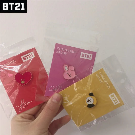 BT21 Cooky Tata Brooch Badge Pins DIY Hats Clothes Backpack Accessories Gifts