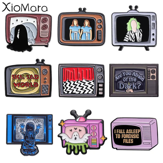 Halloween Horror Movie Enamel Pins Retro TV Brooch Lapel Badge Jewelry Gifts