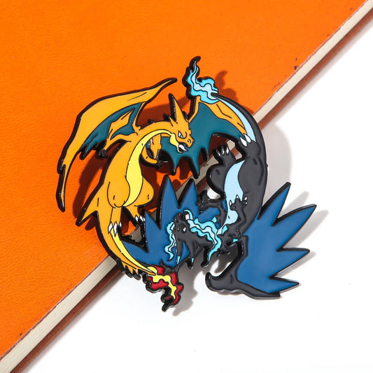 Charizard Enamel Lapel Pin - Fire Dragon Metal Brooch for Fans