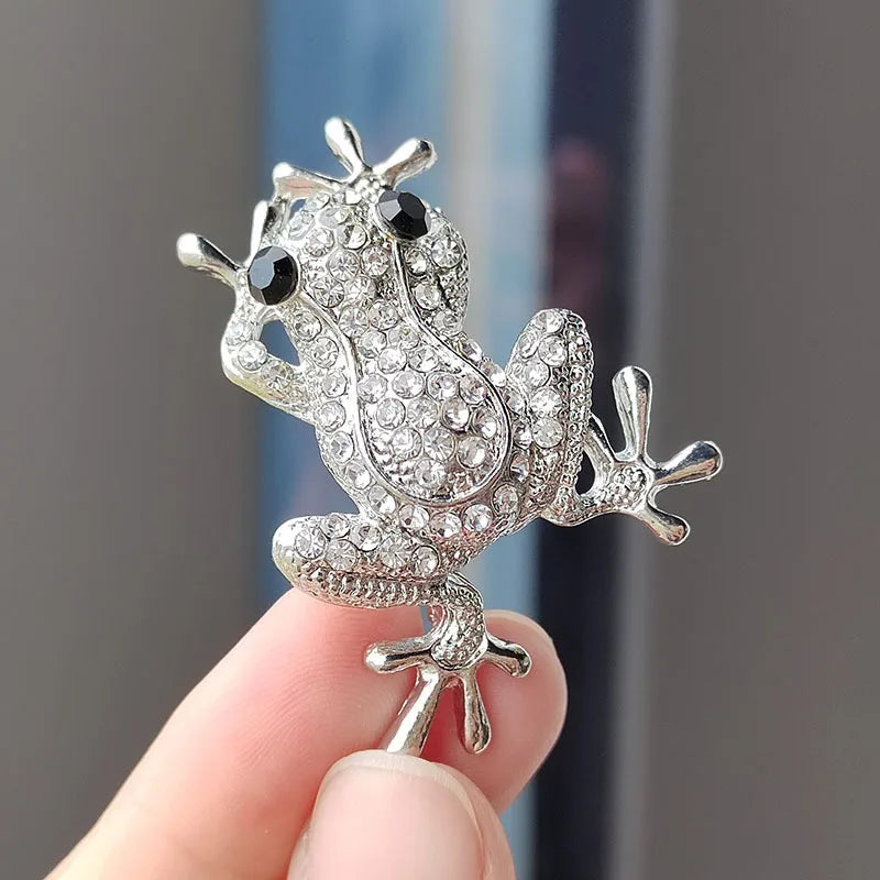 Rhinestone Frog Brooch Pin - Luxury Animal Jewelry Accessory
