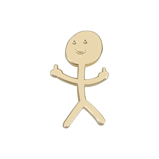 Rude Finger Gold Meme Brooch Lapel Badge Funny Jewelry Gift