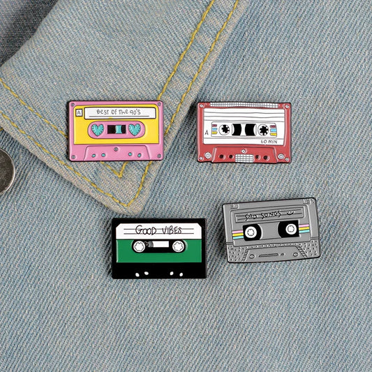 Cartoon Retro Video Tape Enamel Pins Backpack Hat Leather Jacket Fashion Accessory Ghost Gifts