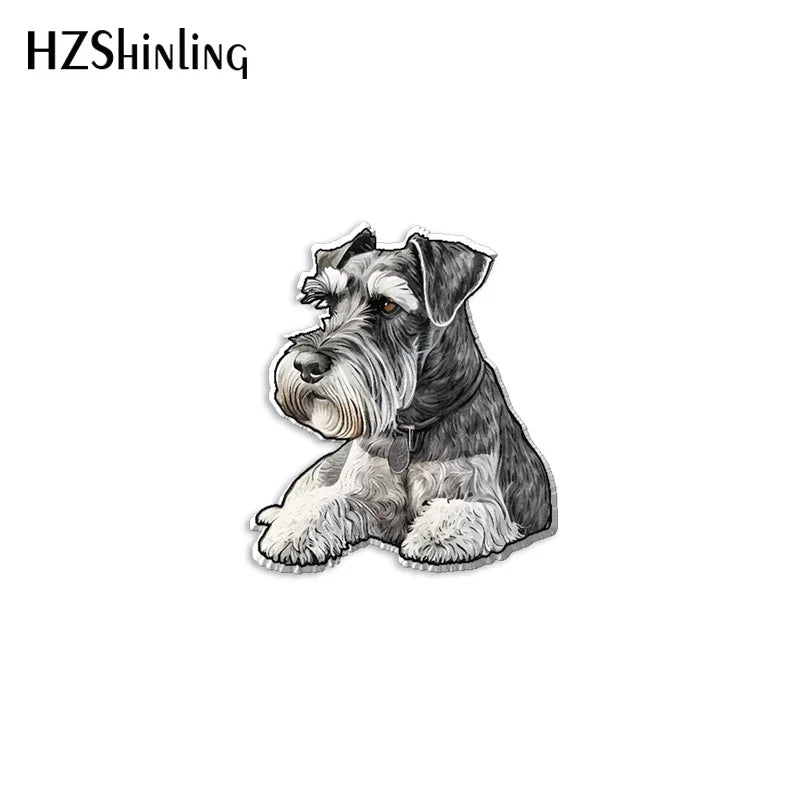 Miniature Schnauzer Acrylic Lapel Pin Puppy Epoxy Brooch
