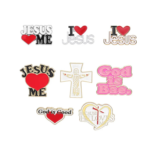 Jesus Love Enamel Pin Heart Badge Lapel Brooch Jewelry Gift