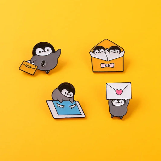 Fluffy Penguin Enamel Pin Cartoon Brooch for Bags, Jeans, Hoodies, Lapel Pin Jewelry Gift