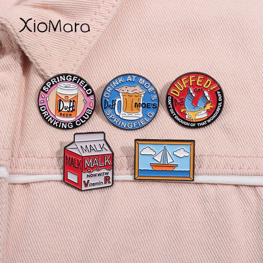 Moe's Duff Beer Enamel Pins Brooches Lapel Badge Gifts