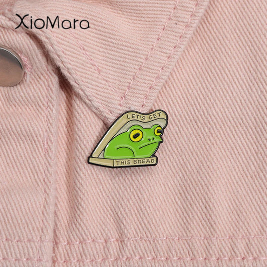 Funny Frog Enamel Pin Cartoon Animal Brooch Lapel Badge Jewelry Gift