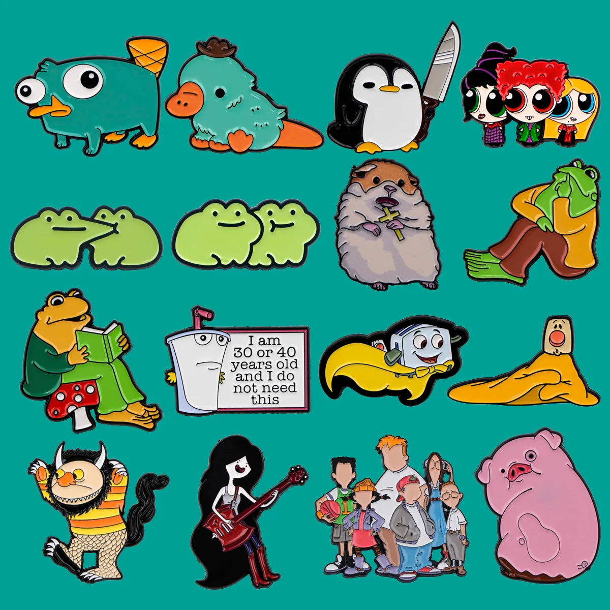 Cartoon Hamster Enamel Pin Penguin Lapel Pin Frog Badge Platypus Brooch Jewelry Gift