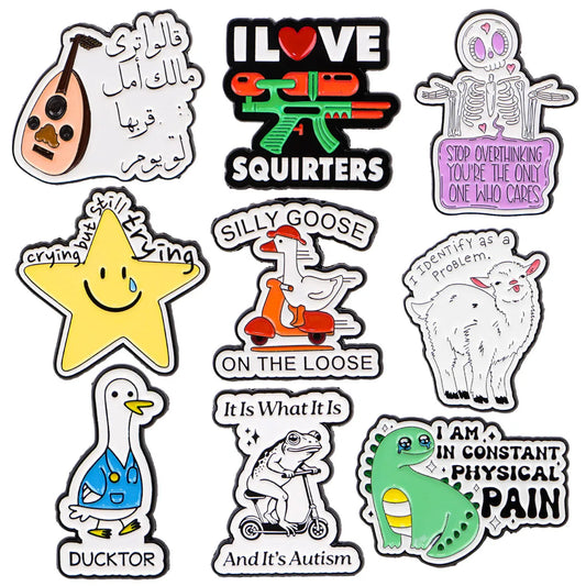 Goose Enamel Pins Cartoon Brooch Lapel Badges Fashion Jewelry Gift