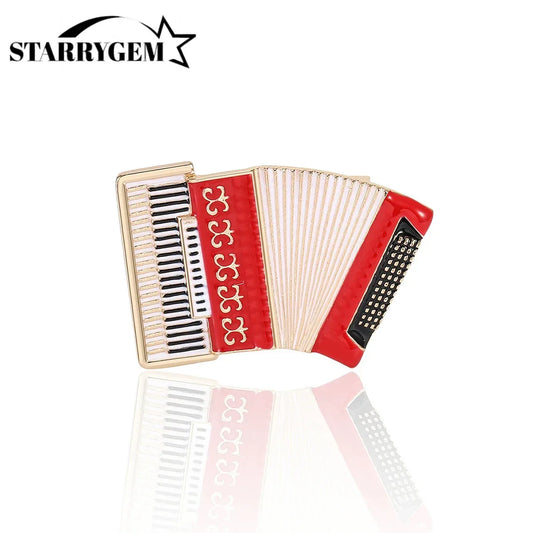 Enamel Accordion Brooch Pin - Unisex 2-Color Musical Instrument Gift
