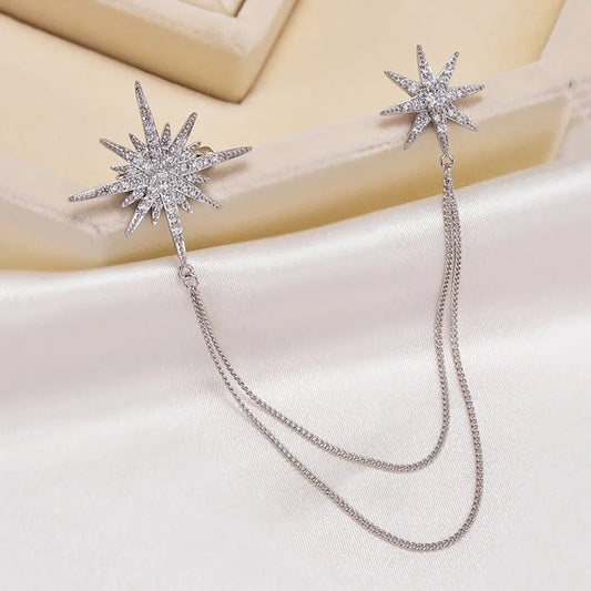 Elegant Crystal Hexagram Brooch Pin Jewelry