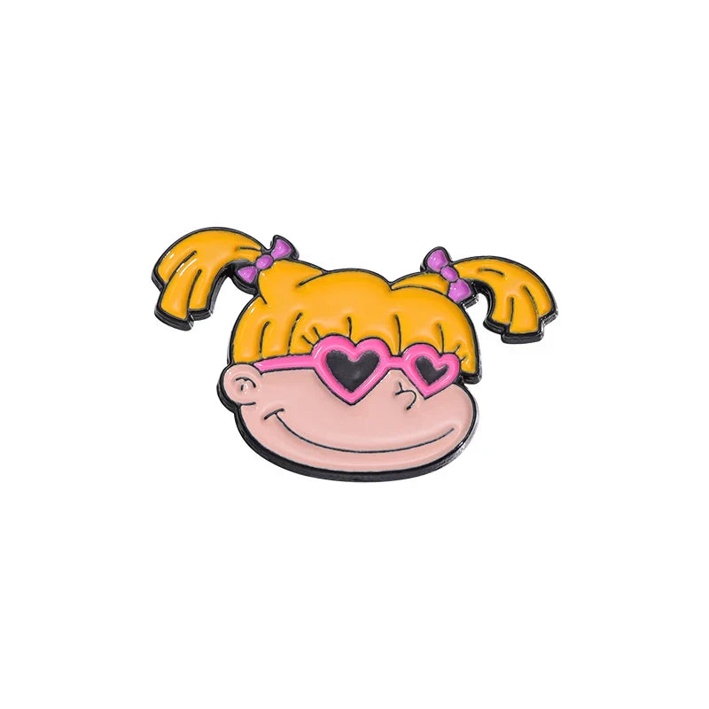 Naughty Cool Girl Enamel Pins - Yellow Hair Brooch Lapel Badge Cartoon Jewelry Gift