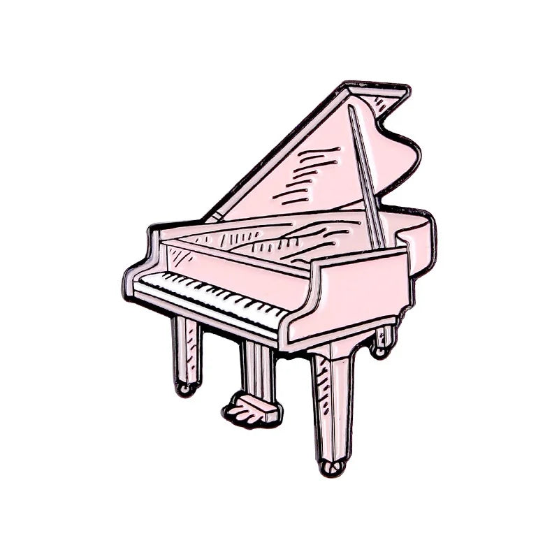 Music Instrument Enamel Pins: Piano, Guitar, Headset Brooch Badge Gift