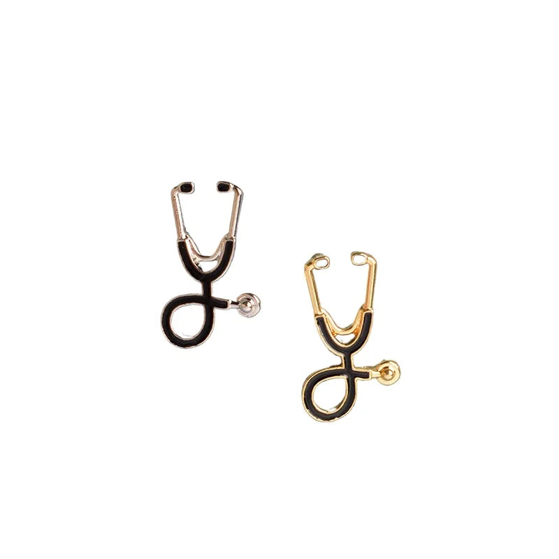 Creative Stethoscope Brooch Cartoon Metal Badge Clothing Bag Accessory