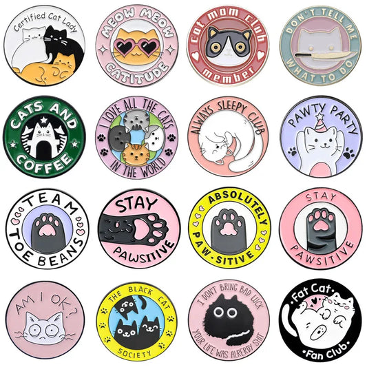 Cartoon Cat Enamel Pins Cute Kitty Brooches Lapel Backpack Badge Jewelry Gifts