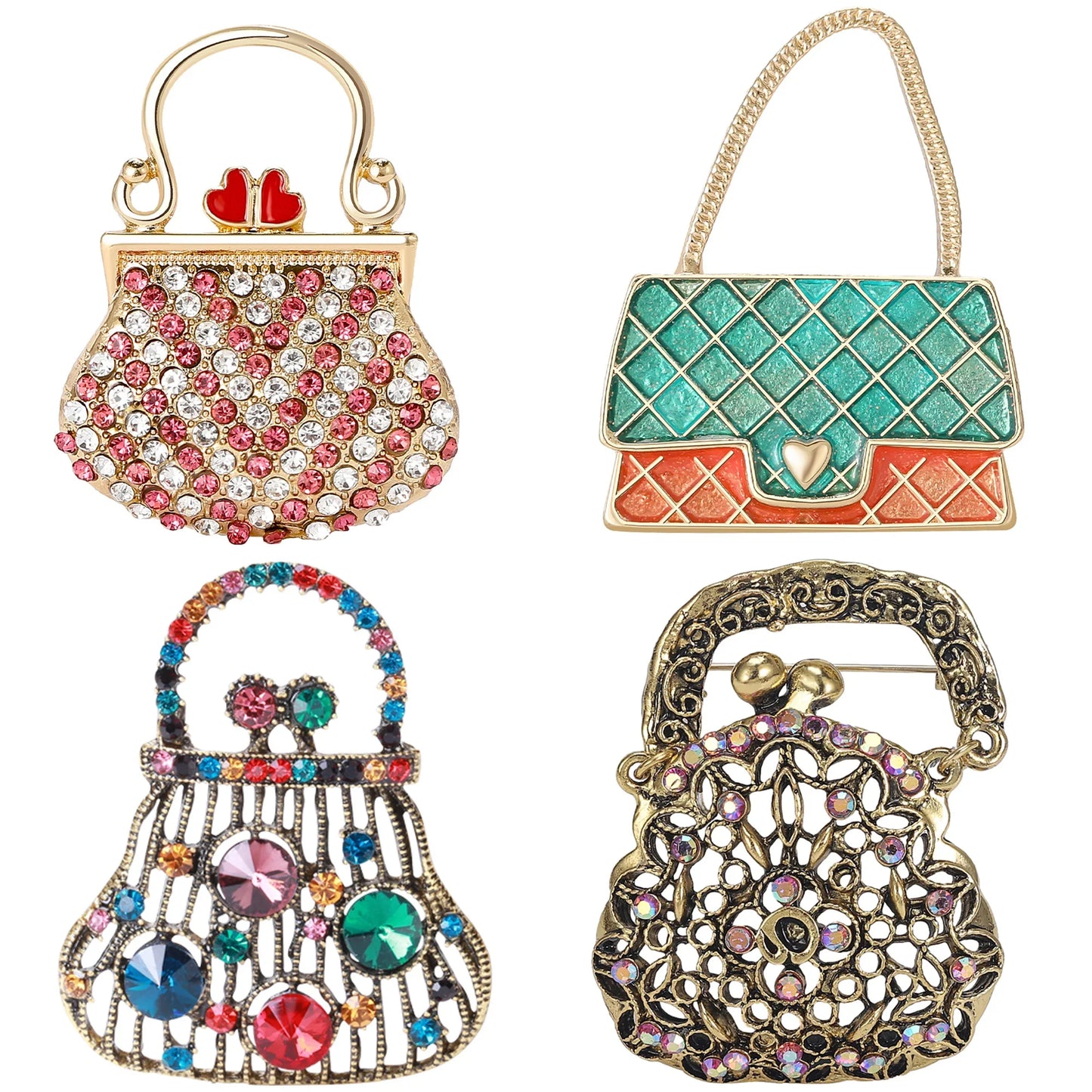 Enamel Handbag Brooches Women Bag Pins Party Gifts Jewelry Accessories