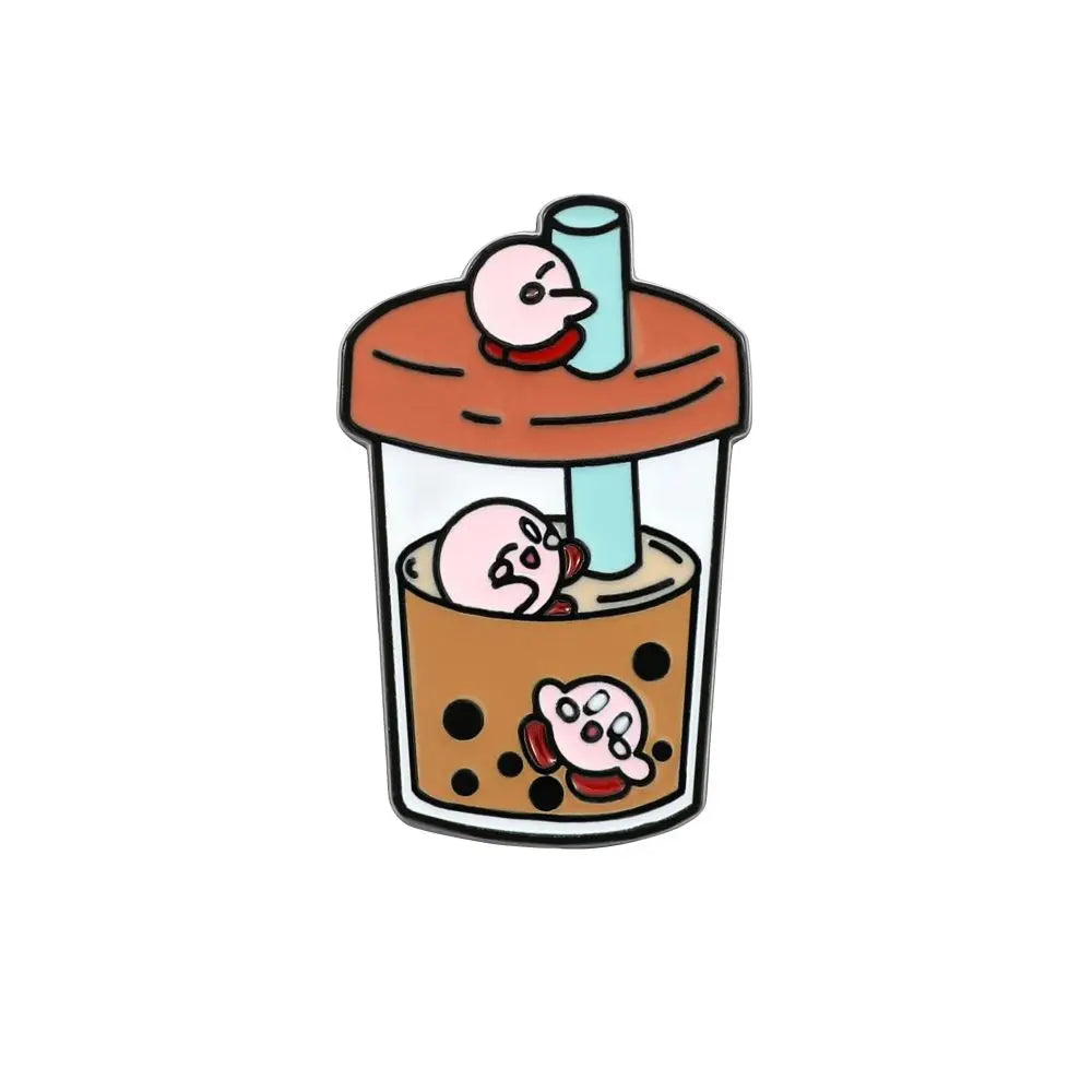 Wholesale Kawaii Kirby Enamel Pin Cartoon Metal Brooch Anime Lapel Gifts