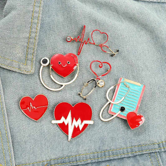 Doctor Nurse Brooch Medicine Enamel Pins Syringe Stethoscope Lapel Badge Jewelry Gifts