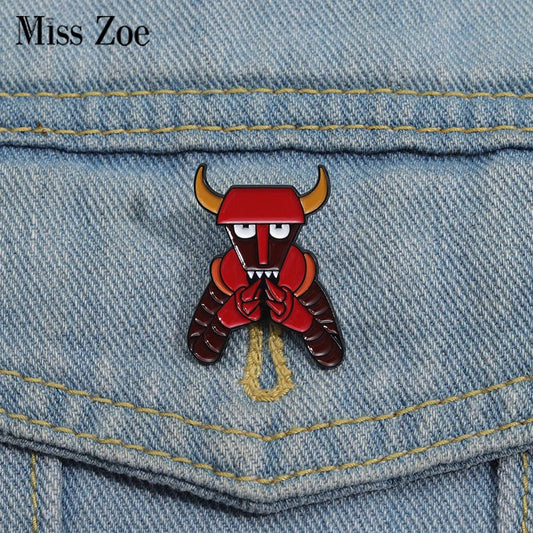 Red Demon Robot Enamel Pins Cartoon Brooches Lapel Badges Jewelry Gift