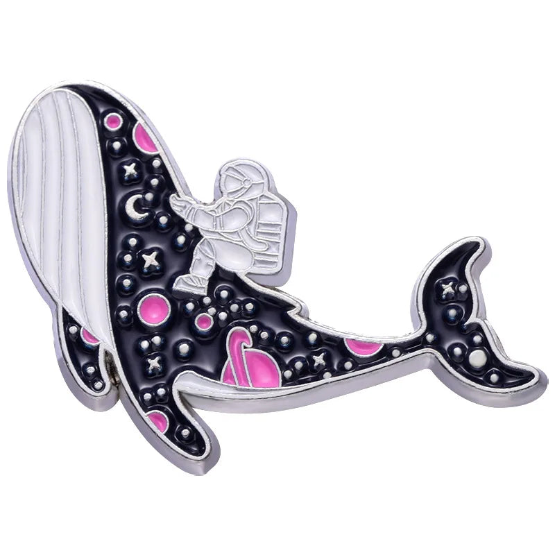 Whale Dolphin Enamel Pin Cartoon Brooch Badge for Bags Jeans Hoodies Lapel Jewelry Kids Gift