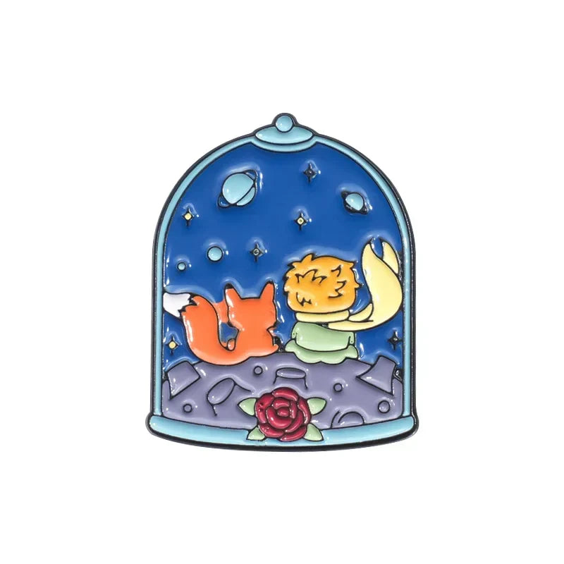 Cartoon Boy Fox Starry Sky Enamel Pin Anime Lapel Badge Jewelry Gift