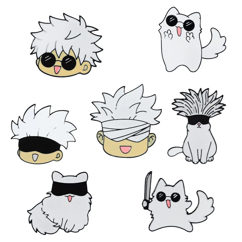 Anime Tiger Brooch Set - Cartoon Cat Alloy Badge with Sunglasses
