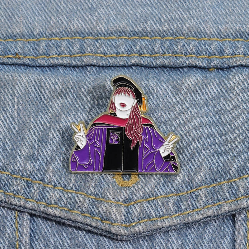 Graduation Enamel Pins Custom Singer Brooches Lapel Badges Jewelry Gift for Fans Students Friends